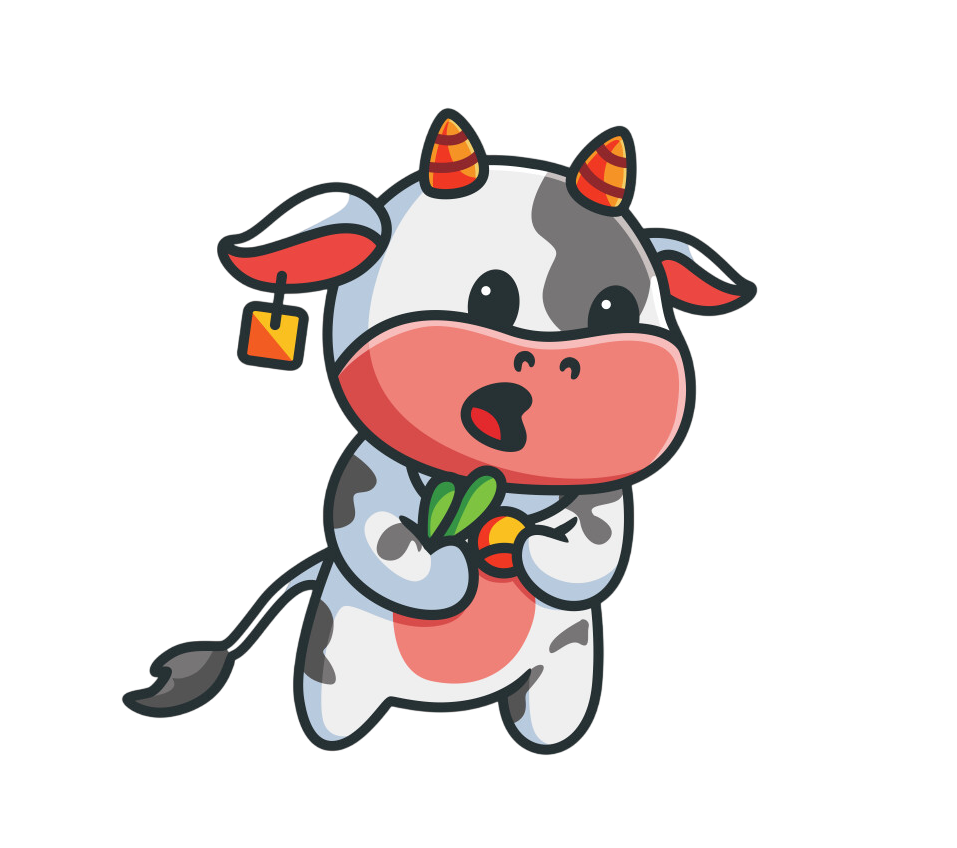 Moovier the cow, wide-eyed at a plot twist